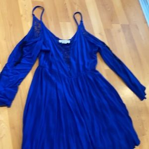 Royal Blue Lace Cold Shoulder Dress